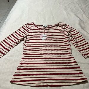 Striped Red and Cream Women's Top